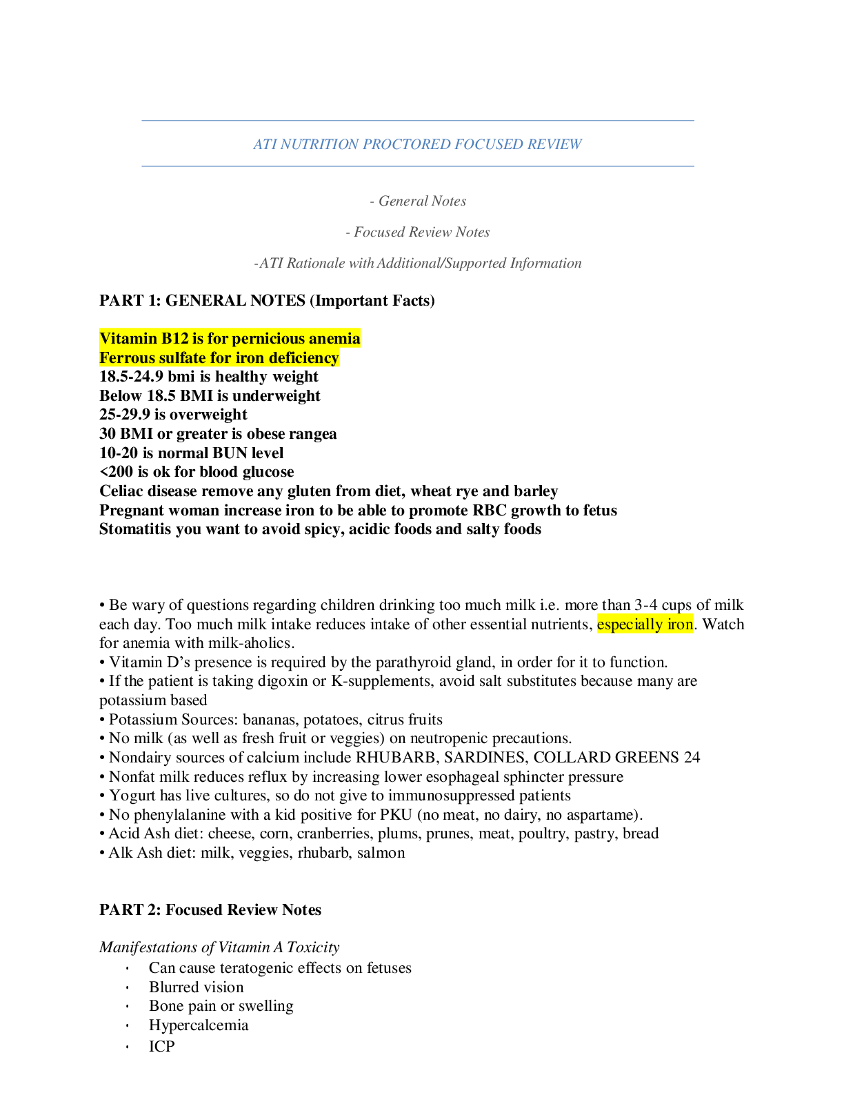 Preview image for ATI NUTRITION FOCUSED REVIEW